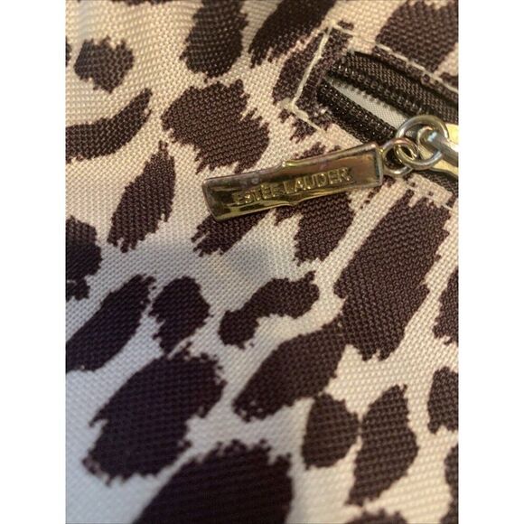 Estee Lauder Brown White Leopard Print Makeup Bag Holder Travel Case - Picture 3 of 4